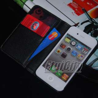New Luxury Wallet Book Style Leather Hard Case Cover For iPhone 4 4S 