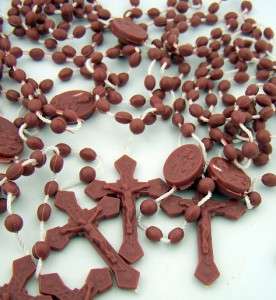 Bulk Lot Brown Plastic Rosary Rosaries For School Our Lady Mt Carmel 