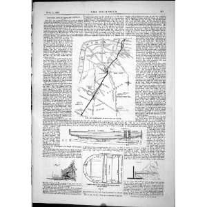 1889 Engineering Map City Southwark Subway River Thames Carriage Iron 