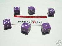 PURPLE DICE w/ WHITE PIPS 16mm (6 PACK) BUNCO PARTY  