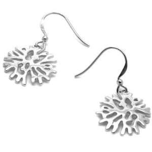  Stylised snowflake drop earring design in stirling silver 