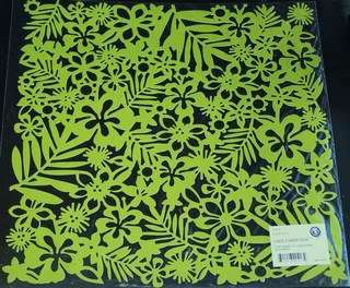 KI MEMORIES scrapbook DIECUT paper HULA ENVY lime green  