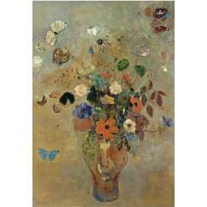 Bouquet of Flowers with Butterflies by Odilon Redon 6.88X10.00. Art 