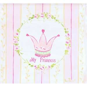   Room My Princess with Pink and Yellow Stripes Square Wall Plaque Baby
