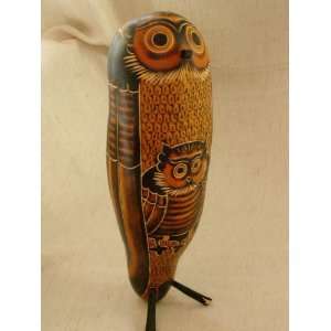   Carved Andian Indian Gourd Bird  Owl 13.5 (3)