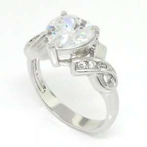  Classic Promise Heart Ring w/White CZs Size 11: Jewelry