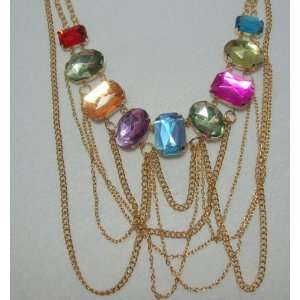  NEW Colorful Jewel Chain Necklace, Limited.: Beauty