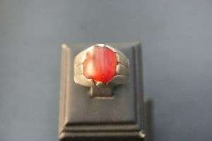 AFGHAN KUCHI STERLING SILVER CARNELIAN STONE RING.  