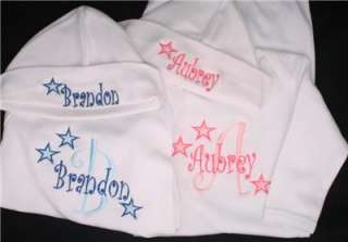 Custom Embroidered 100% Cotton Interlock Knit Sleeper and Baby Hat