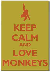 KEEP CALM and love monkeys funny fridge magnet  