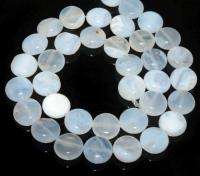 9mm Blue Chalcedony Coin Gemstone Loose Bead  
