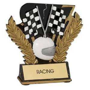 : Car Racing Trophies   Gold and Black 6 Inch Wreath Resin Award Car 