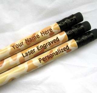 Custom PERSONALIZED Set of 24 Regular Pencils CAMO TAN  