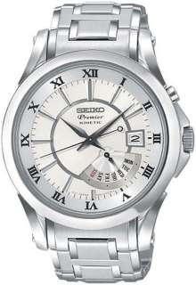 Seiko Premier Kinetic White Dial Stainless Steel Mens Watch SRN001 