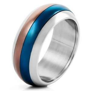  MENS Silver Stainless Steel Striped Rings Wedding Band 