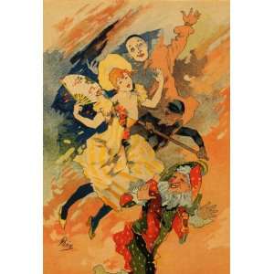  GIRL CARNIVAL PIERROT CLOWN FRENCH VINTAGE POSTER CANVAS 