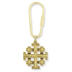  Gold tone Jerusalem Cross Key Fob/Mixed Metal: Jewelry