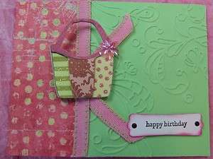 Handmade BIRTHDAY Card EMBOSSED PURSE Ribbon Stampin Up  