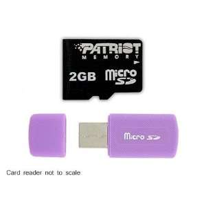  Patriot 2GB microSD Memory Card + USB Reader (Purple 