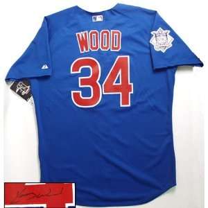  Kerry Wood Chicago Cubs Autographed Blue Jersey Sports 