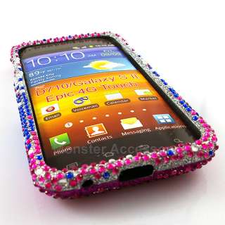 Pink Blue Splash Bling Hard Case Cover Samsung Galaxy S2 Sprint Epic 