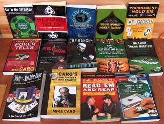   14 Poker Texas Hold `EM Books Books Hansen Caro Hellmuth & More Lot #1