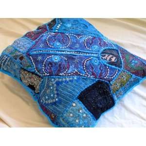  HOME DECORATIVE SQUARE BLUE BEDDING FLOOR PILLOW COVER: Home & Kitchen