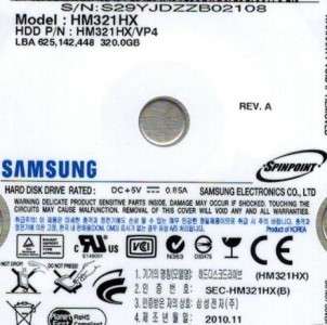 SAMSUNG Spinpoint HM321HX 320GB SATA P/N C4651 G821 A50CS  