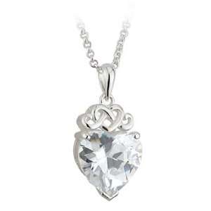   Silver Celtic Crystal Heart Pendant On A Chain   Failte: Jewelry
