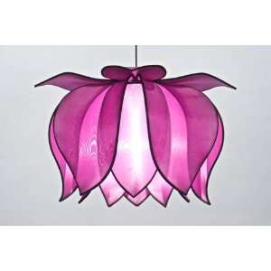  16 Silk Hanging Lamp   Blooming Lotus   Purple