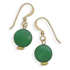  14/20 Gold Filled Green Jade Earrings Jewelry