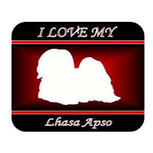  I Love My Lhasa Apso Dog Mouse Pad   Red Design 