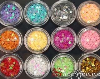 12 Colours Solid Flower Spangles Set   For nail art decoration