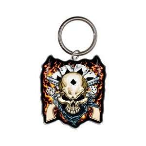 Old West Cowboy Skull Flames Keychain: Sports & Outdoors