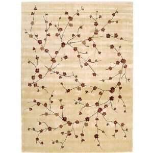 Chambord Collection Ivory Floral Cherry Blossoms Area Rug 7.90 x 10.90 