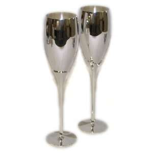  Of Silver Plated Champagne Flutes   Knight Brand: Kitchen & Dining