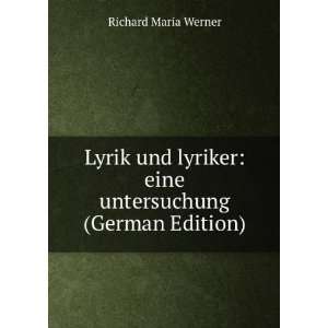    eine untersuchung (German Edition) Richard Maria Werner Books