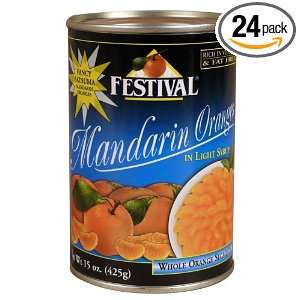 Festival Mandarin Oranges Whole in Light Syrup, 15 Ounce (Pack of 24 