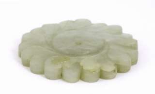 Item Chines Celadon Jade Plaque Pendant Flower Shaped