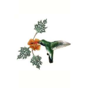  Bovano Enamel Copper Wall Art Hummingbird Poppy Flower 