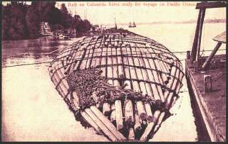 Columbia River Oregon OR 1908 Log Raft Ready For Shipment  