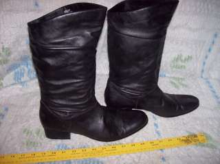   WORTHINGTON TALL LEATHER BLACK SLOUCH SCRUNCH RIDING BOOTS SIZE 12 M