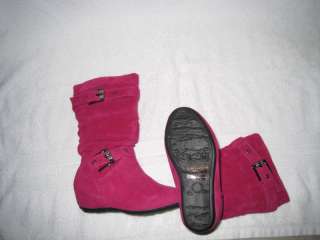 Girls Fuchsia Suede Boots Size9 4 (Youth Size)  