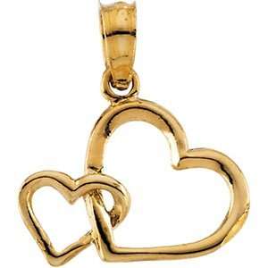   14Ky Gold 10.50X13.50Mm Youth Double Heart Pendant W/15 Chn: Jewelry