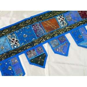  Blue Decorative Toran Sari Window Treatment Door Topper 
