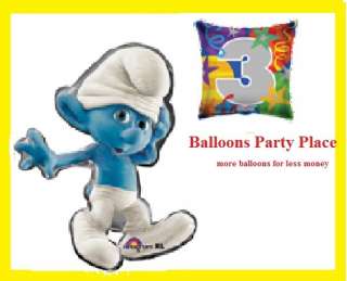 SMURFS SMURFETTE OR CLUMSY 1ST 2nd 3rd 4th birthday party balloons 