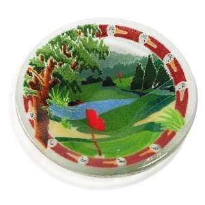   Golf Course 9 Inch Handmade Art Glass Serving Bowl