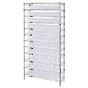  Chrome Wire Shelving & Clear Plastic Bins   WR12 103CL 