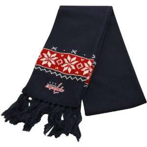   Capitals Ladies Navy Blue Snowflake Knit Scarf (): Sports & Outdoors