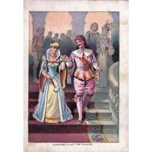  1896 Color Print Cinderella At The Palace 5 1/4 X 7 1/2 